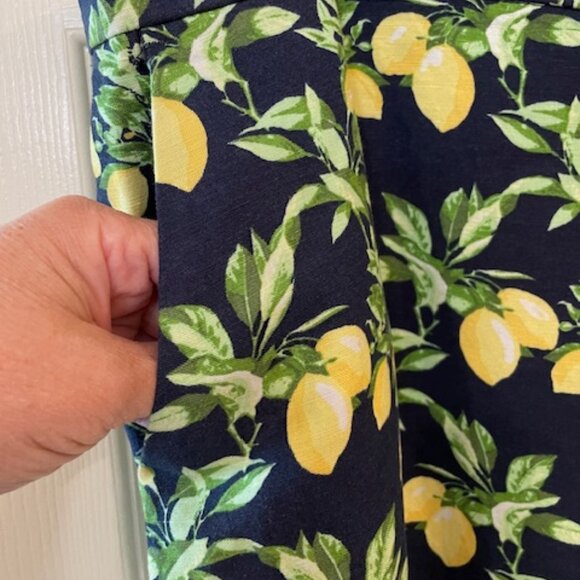 NWT - Loft full leg cropped pants in zesty lemon print; sz. XL - Picture 3 of 5